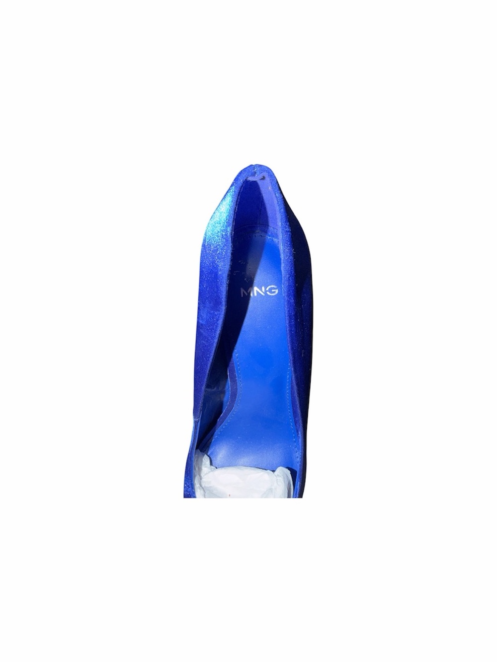 Mango MNG Blue Satin Crystal Buckle Pointed Toe Pumps Sz 37 - Picture 5 of 6